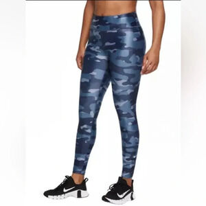 Nike One Womens Dri-FIT Mid-Rise Shiny Camo Legging Blue NWT Size XS